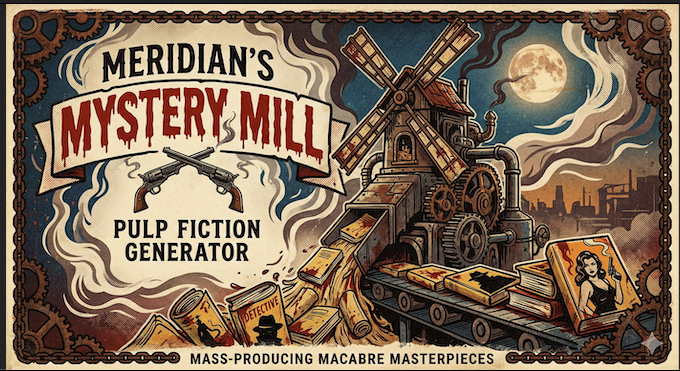 Meridian's Mystery Mill - Pulp Fiction Generator